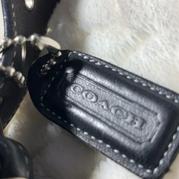 COACH SLIM SIGNATURE CROSSBODY No. E3K-6386 BLACK & GRAY LEATHER DETAILING EUC - Picture 2 of 14